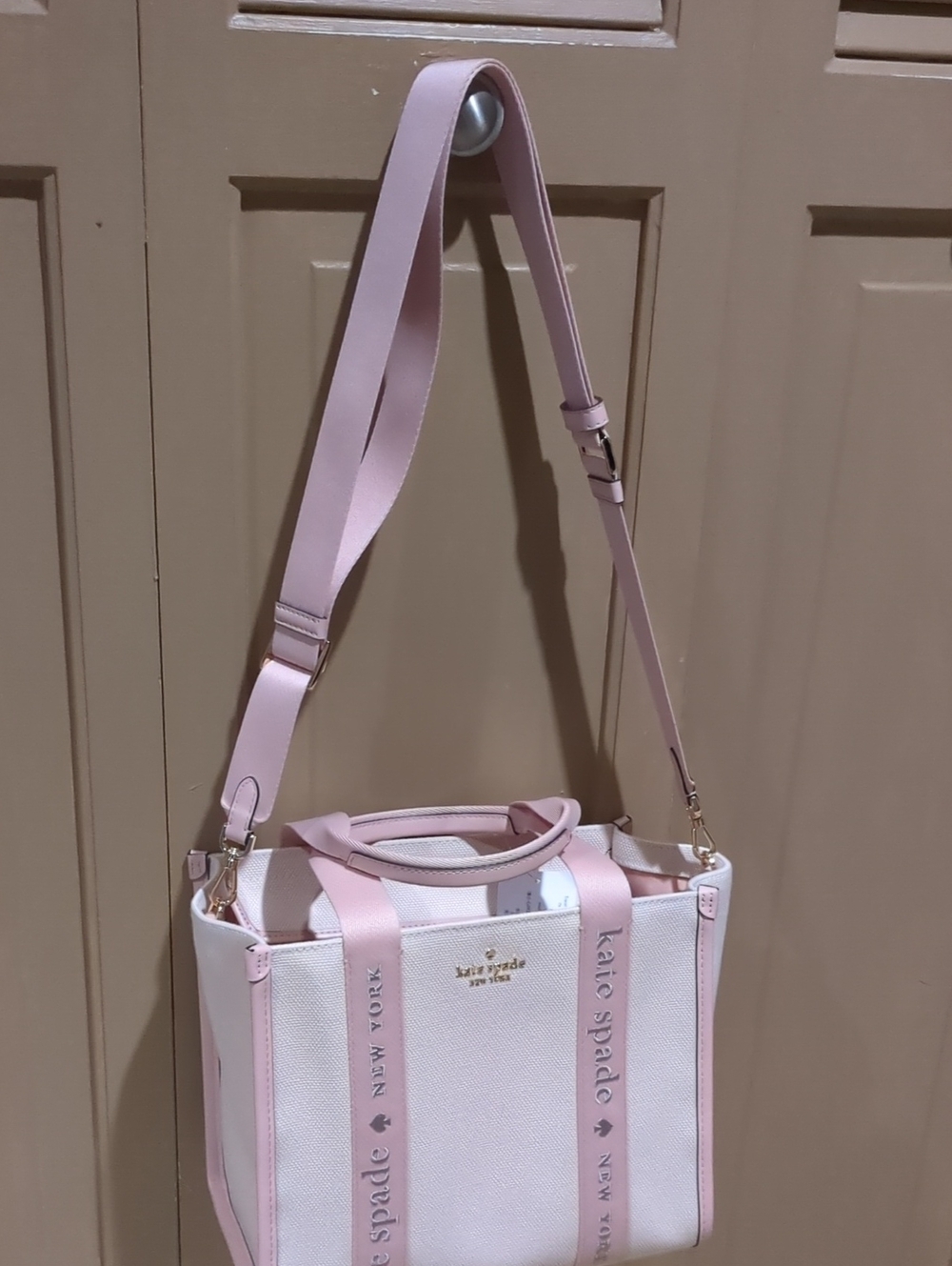 kate spade Light Pink Canvas Tote with Adjustable Strap